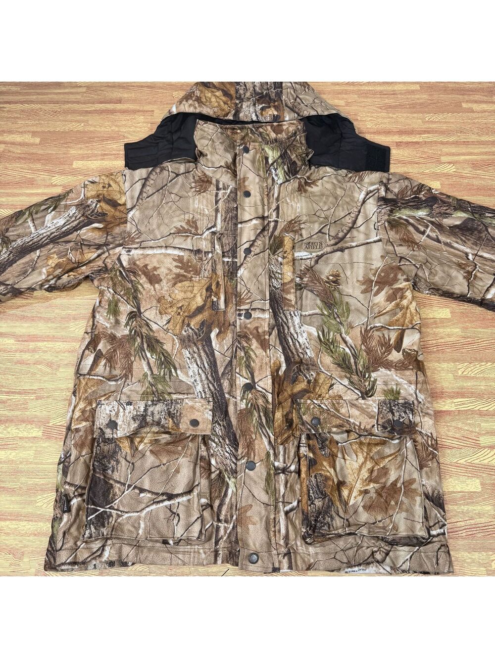 Sports Afield Realtree Camo Hunting Jacket Mens Medium Hooded Cargo Pockets